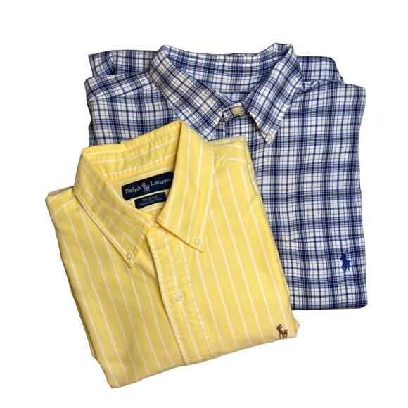 Ralph Lauren Lot of 2 Button Down Dress Shirts Men Sz M Pinstripe Plaid - Picture 2 of 10
